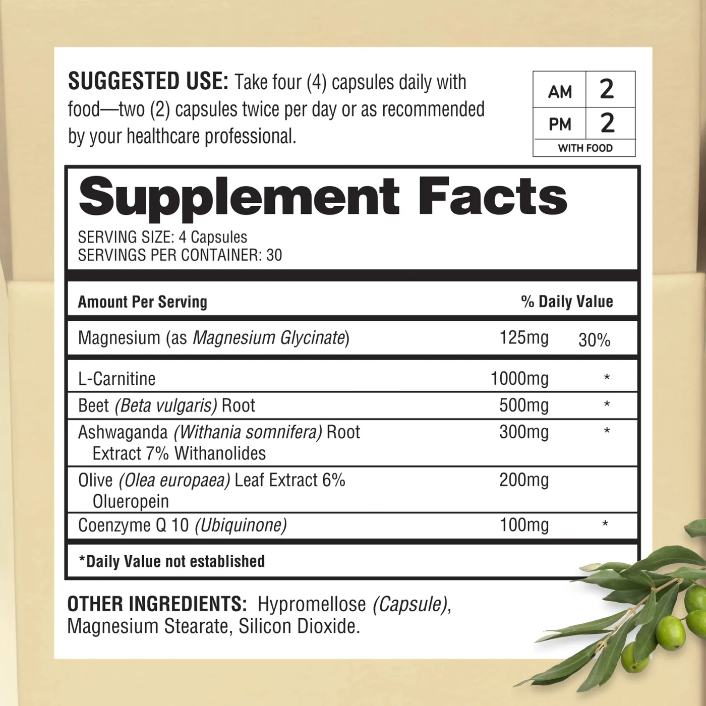 Healthy Heart Support Plus Supplement Facts